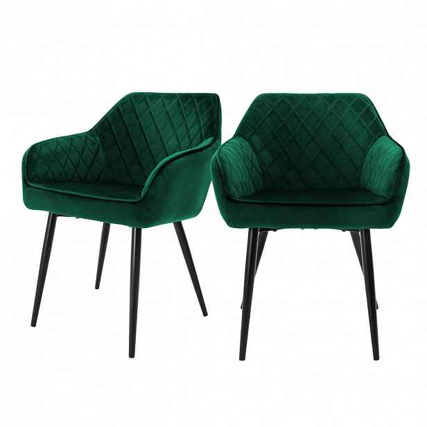ML-DESIGN JÍDELNÍ ŽIDLE, sada 2 ks, tmavě zelený samet