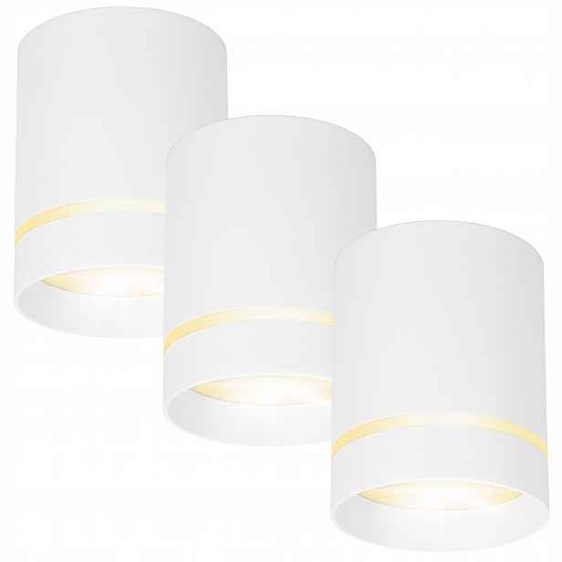 3x Led halogenové spotové nástěnné svítidlo Tuba GU10 80x100 mm Bílé kulaté