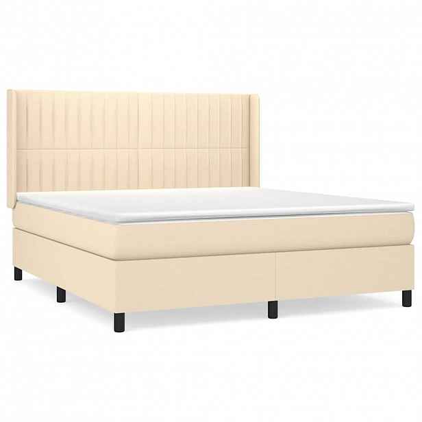 vidaXL Box spring postel s matrací krémová 180x200 cm textil