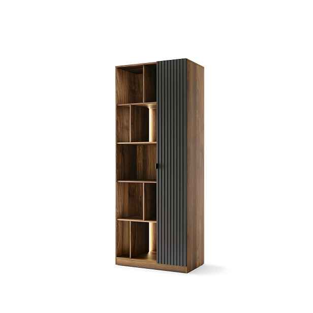 Szynaka Vitrína s LED osvětlením Radium 16 86 cm ořech Columbia/černá