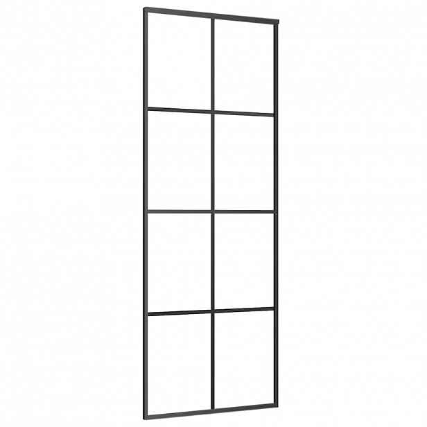 vidaXL Posuvné dveře černé 76 x 205 cm ESG sklo a hliník