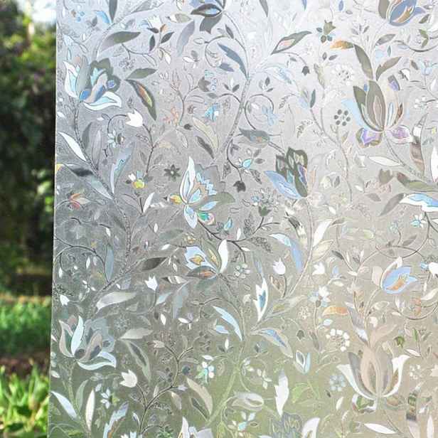 TEMU Okenní Fólie s Elegantním Tulipánovým Designem pro Soukromí, Elektrostatická Bezlepková Tepelná Kontrola s Květinovým Vzorem, Materiál z PVC se