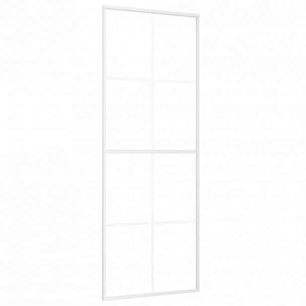vidaXL Posuvné dveře mléčné ESG sklo a hliník 76 x 205 cm bílé
