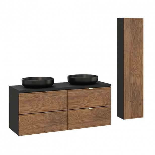 Petits-meubles KOUPELNOVÝ NÁBYTEK 120.2cm Elena 2er-Set Dřevo a černá