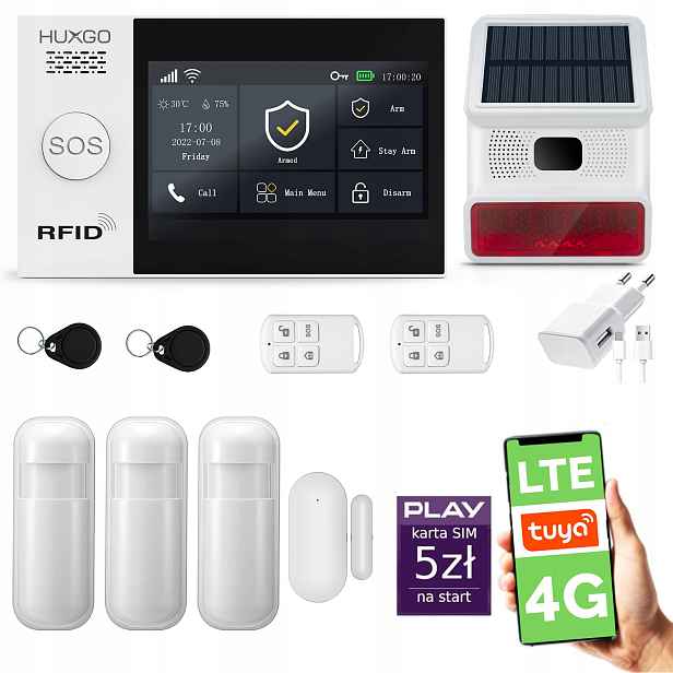 Bezdrátový alarm WiFi Gsm 4G, Tuya, sada alarmu Huxgo HXA007 R3BS