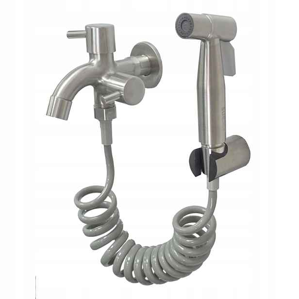 Bidetová sada s čerpacím kohoutkem, rukojeť Inox, hadice, rukojeť, Inox, bidetka