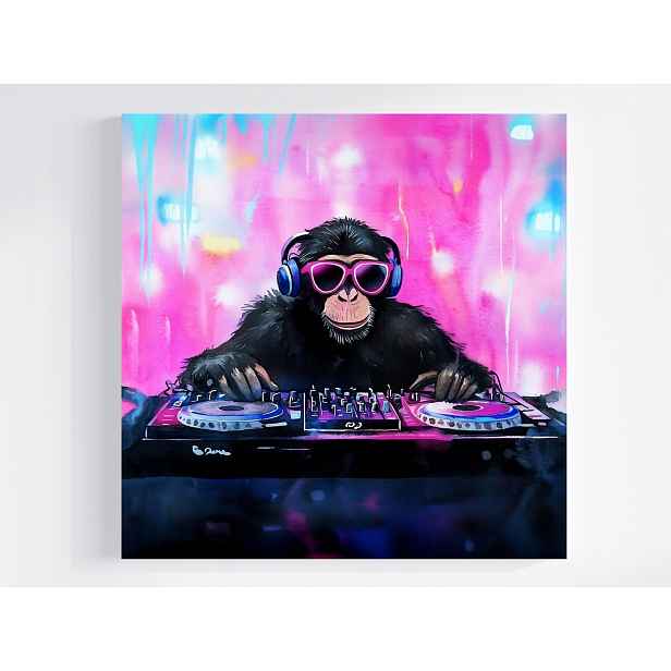 Obraz Na Plátně Canvas Párty Hudba Koncert Dj Opice Šimpanz 50x50