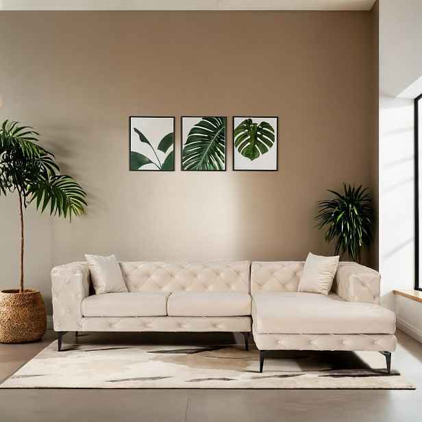 Rohová sedací souprava Como Eco Right - Beige, Black