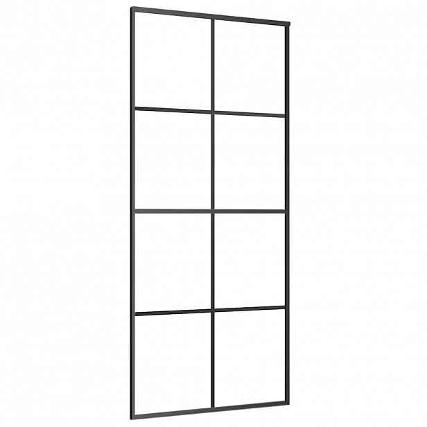 vidaXL Posuvné dveře černé 90 x 205 cm ESG sklo a hliník