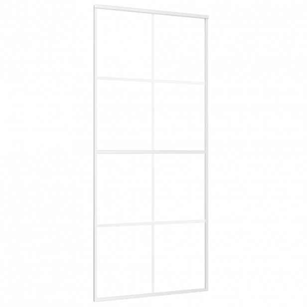 vidaXL Posuvné dveře ESG sklo a hliník 90 x 205 cm bílé