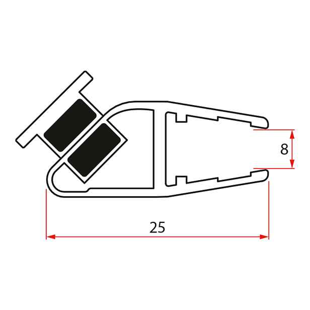Gelco Set magnetických těsnění 45°pro sklo 8mm a profil , 2000mm (2ks)