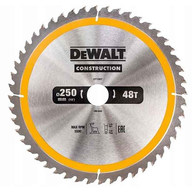 Kotoučová pila DeWalt 250x30 mm 48T, DT1957-QZ