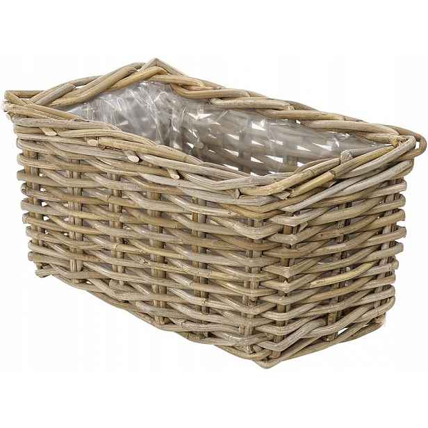 Krabice na rostliny Dehner 40 x 23 x 20 cm, šedohnědá, ratanová pletenina