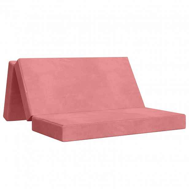 vidaXL Skládací pohovka postel 200 x 120 x 15 cm Růžová