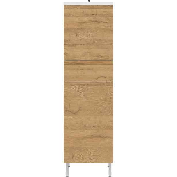 Bílá vysoká koupelnová skříňka v dekoru dubu 34x120 cm Torrance - Germania