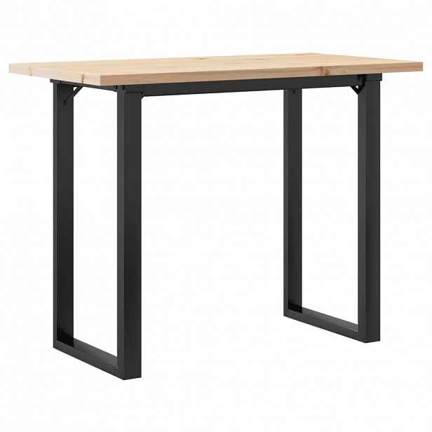 vidaXL Jídelní stůl s O rámem 100 x 50 x 75,5 cm borové dřevo a ocel