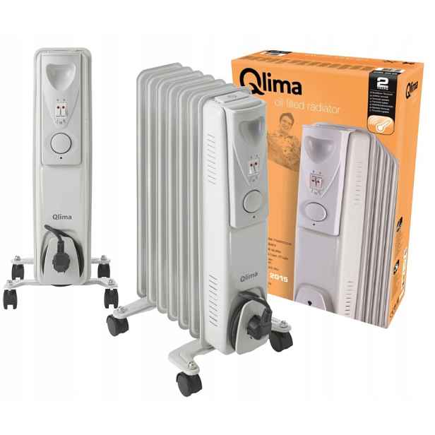 Elektrický Olejový Ohřívač Pro Domácnost Na Kolečkách Qlima 1500W Bílý EOR2015