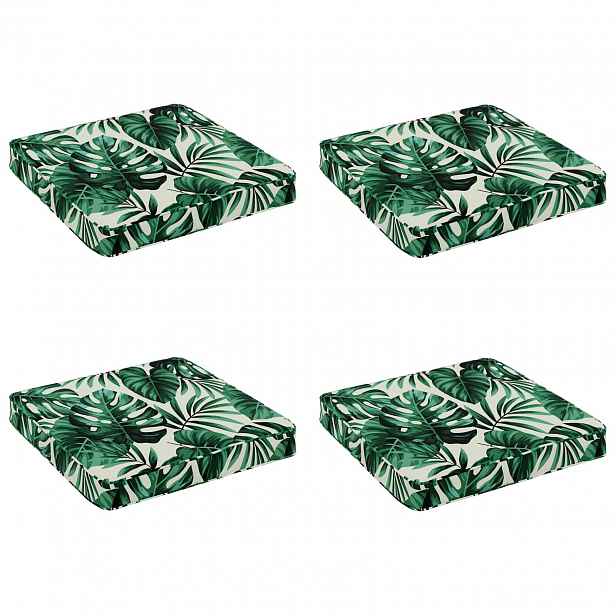 vidaXL Polstry ve 4 kusech VUGHT 4 pcs 100% polyester Vzor listů
