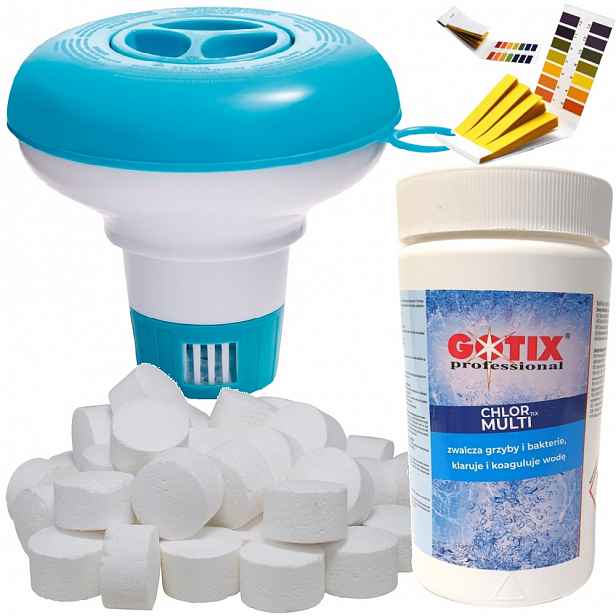Chlor do bazénu Jacuzzi Tablety Sada bazénové chemie s dávkovačem 1KG