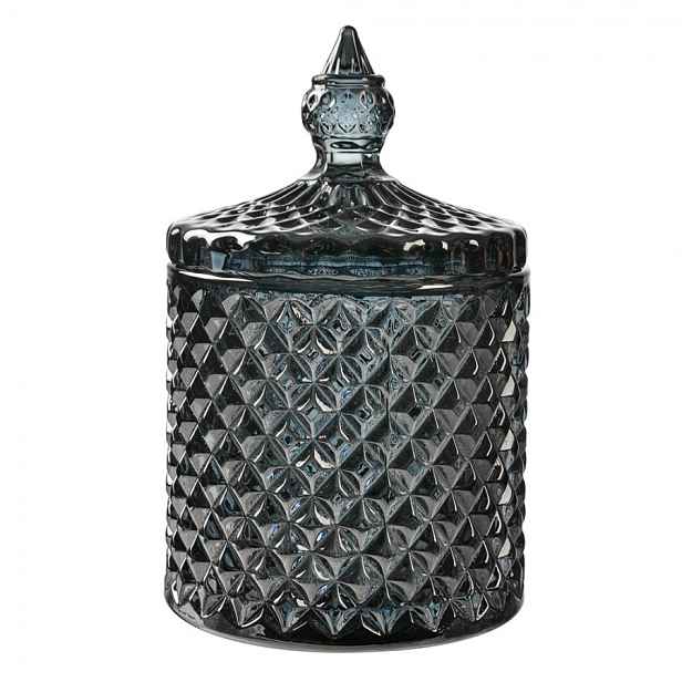 Granitová skleněná dóza s víkem - Ø 9*14 cm Clayre & Eef