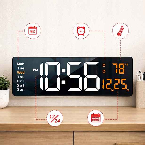 Hodiny Digitální Led Budík 39VM Lgj Stojící Nástěnný Dálkové Ovládání