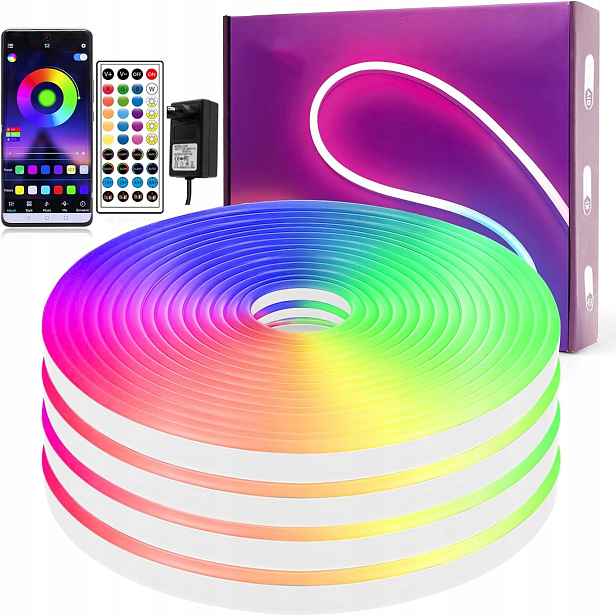 Led Pásek 10 M Neon Rgb 600LED Bluetooth Aplikace Dálkový Ovladač Sada IP65