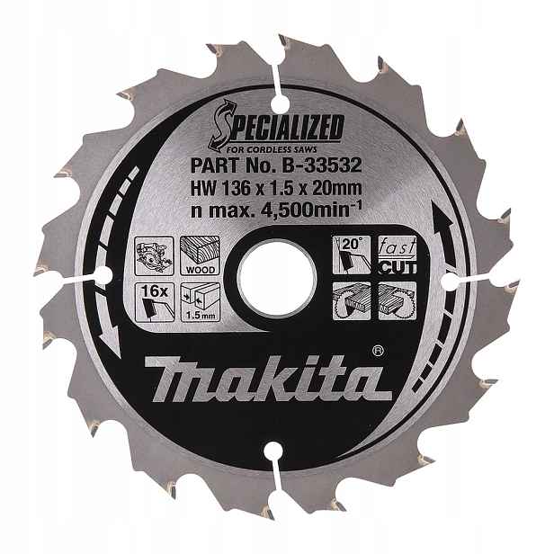 Řezací Kotouč Specializovaný 136x20mm 16Z Makita B-33532