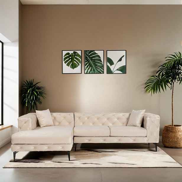 Rohová sedací souprava Como Eco Left - Beige, Black
