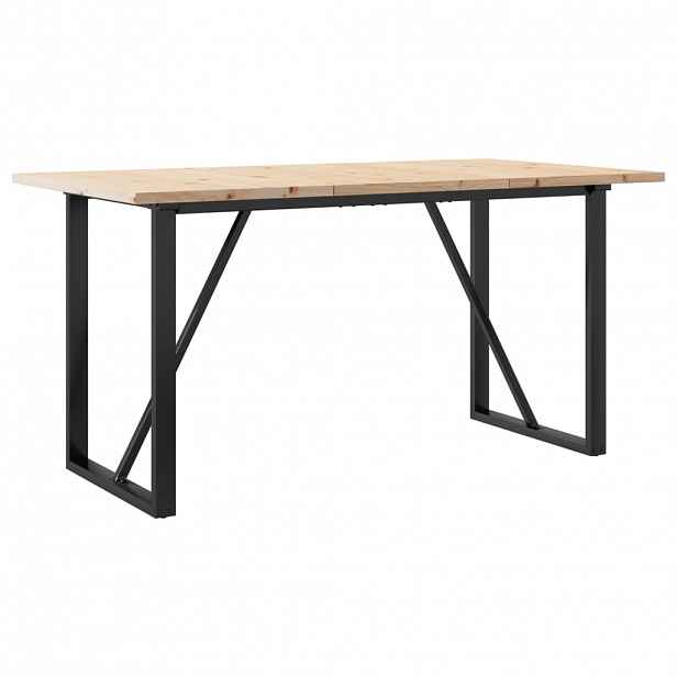 vidaXL Jídelní stůl s O rámem 140 x 80 x 75,5 cm borové dřevo a ocel