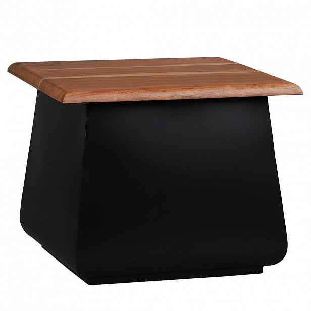 WOMO-DESIGN ODKLÁDACÍ STOLEK 50x40x50 cm černý-přírodní z akáciového dřeva a kovu