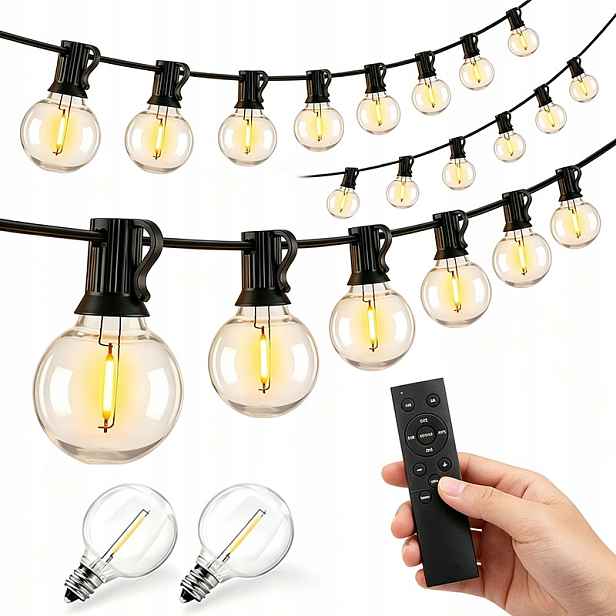 Zahradní girlanda 15M 25X Led žárovka s dálkovým ovládáním, stmívatelná, řetěz