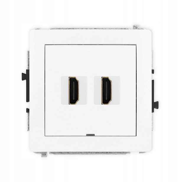 Dvojitá zásuvka Hdmi bílá 2.0 4K bez popisného pole Deco DHDMIBO-4 Karlik