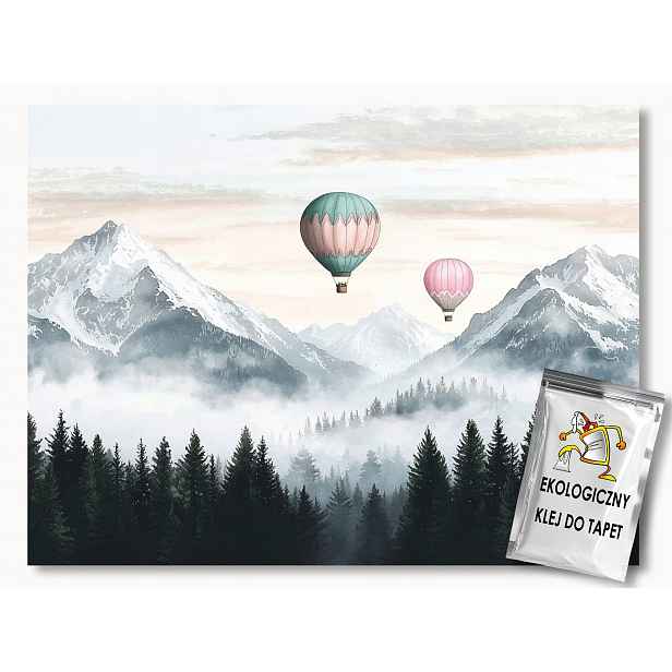 Fototapeta Flizelina Děti Krajina Hory Les Stromy Balóny 208x146 130g