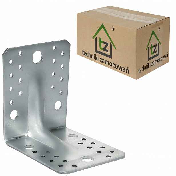 Tesařské úhelníky ocelové 105x105x90x3mm 50 ks perforované zesílení KP2B
