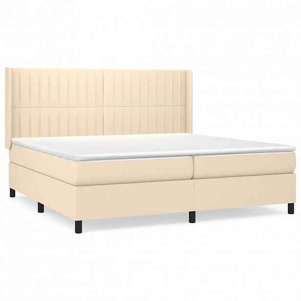 vidaXL Box spring postel s matrací krémová 200x200 cm textil