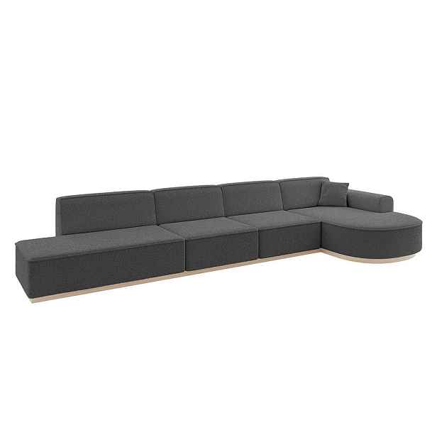ALTDECOR ROHOVÁ SEDAČKA s otomanem, pravá ARRIO-L3 413x171x83 Šedá Buklé