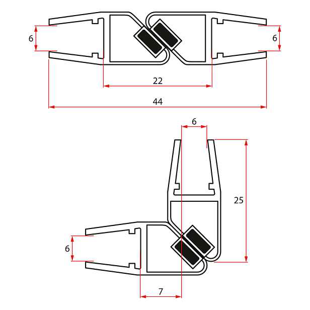 Gelco Set magnetických těsnění pro sklo 6/6mm, 1900mm (2ks)