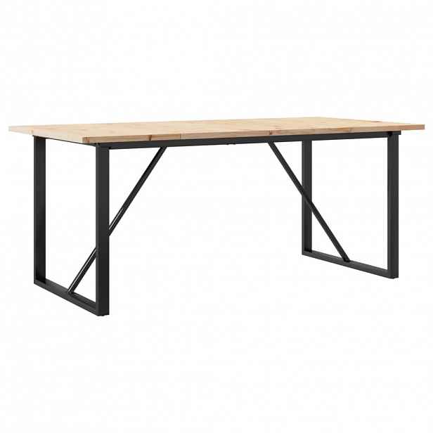vidaXL Jídelní stůl s O rámem 180 x 90 x 75,5 cm borové dřevo a ocel
