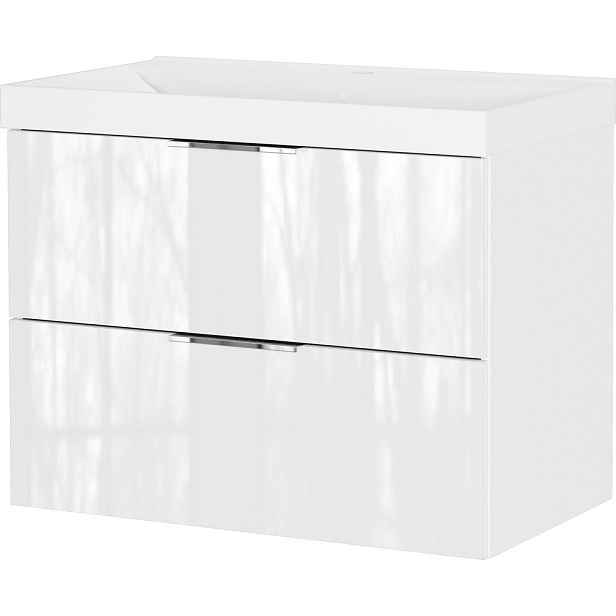 Bílá lesklá závěsná skříňka pod umyvadlo 81x65 cm Celano – Germania
