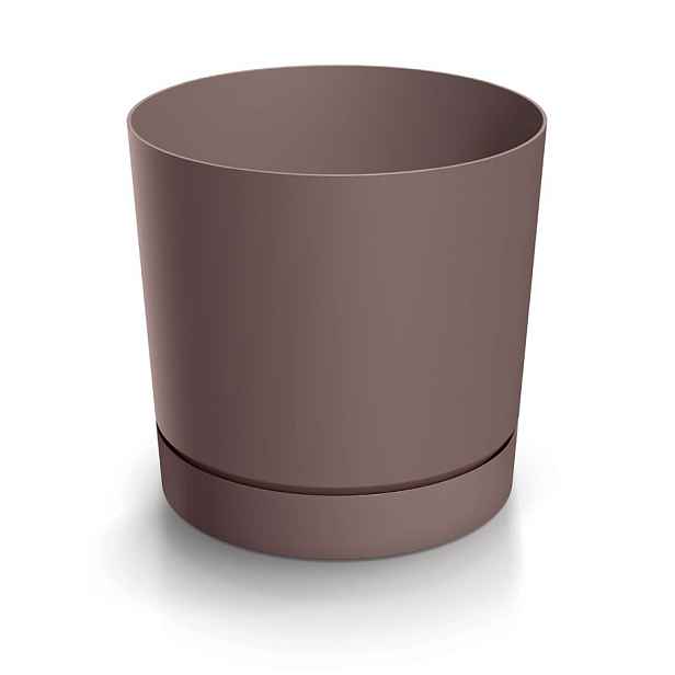 Prosperplast Plastový květináč TUBOS P s miskou odstín marsala matný, varianta 14,8 cm