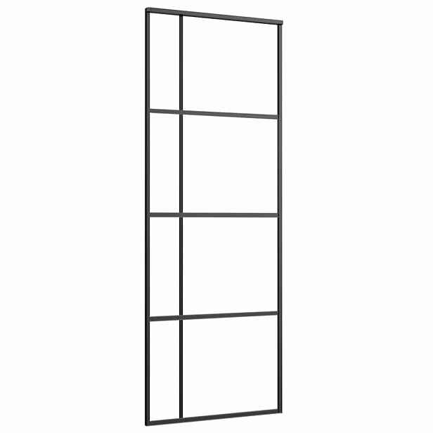 vidaXL Posuvné dveře mléčné ESG sklo a hliník 76 x 205 cm černé