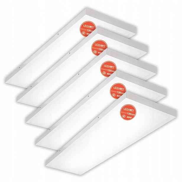 5x nástěnný Led panel Lampa Bílá stropní svítidlo Obdélník 120x30 cm kancelářský Silný
