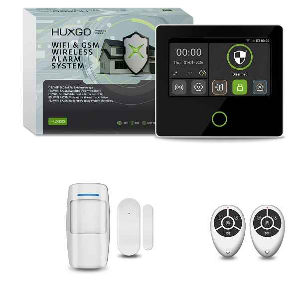Bezdrátový alarm WiFi Gsm 4G s aplikací Tuya, Huxgo HXA502 4G B