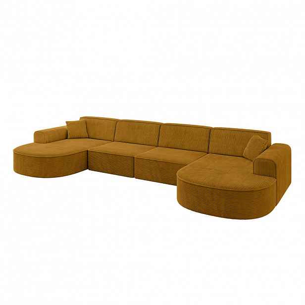 ALTDECOR SEDACÍ SOUPRAVA MARI-U2 – 388 × 171 × 79 cm, hořčicově žlutý manšestr