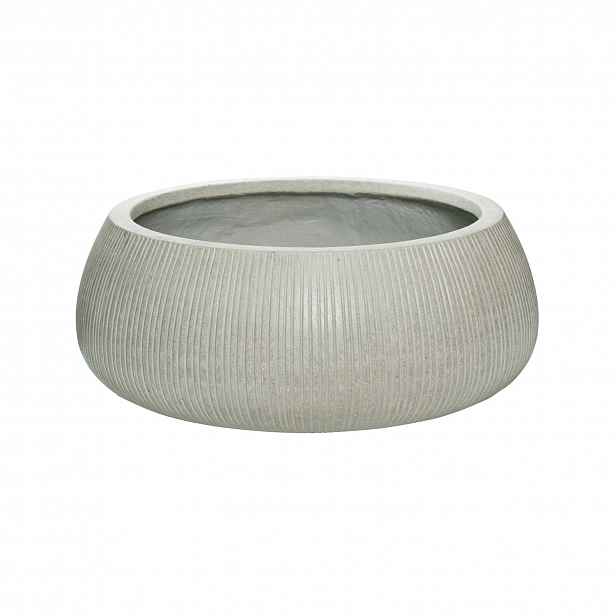 Květináč Eileen, barva světle šedá (vertikální vroubkování), více velikostí - PotteryPots Velikost: XL - v. 14 cm, ⌀ 36 cm