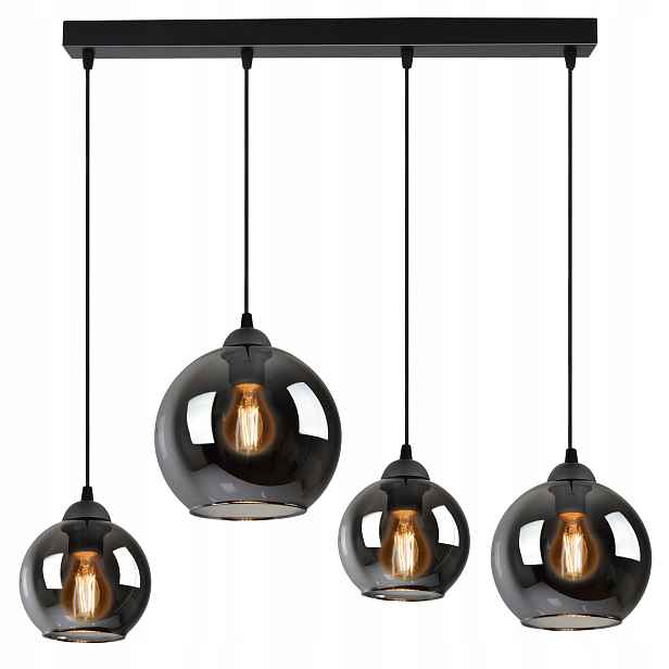 Lampa Lustr Čtyři různé skleněné koule Grafit