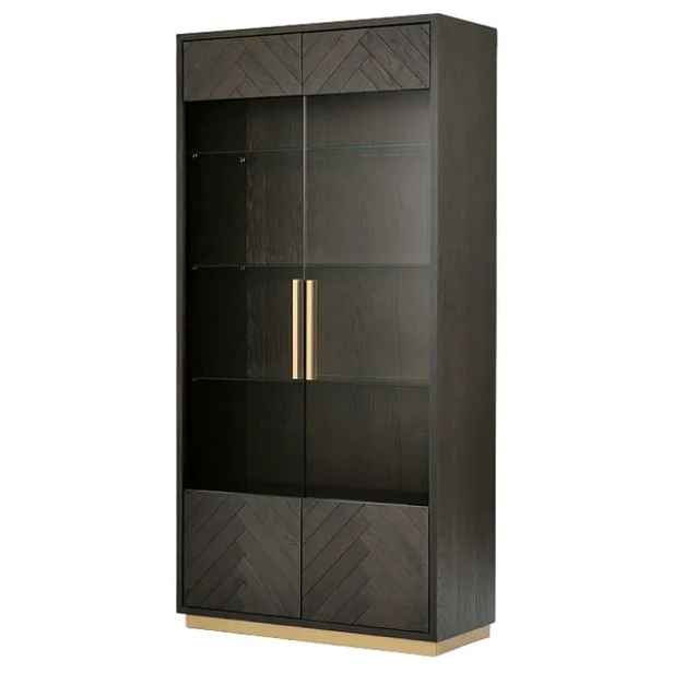 LivinHill Vitrína Seville 100 cm z masivu černá/zlatá