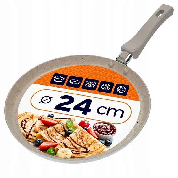 Pánev 24 CM Indukce, Nepřilnavý Plyn, Pancakes, Béžová