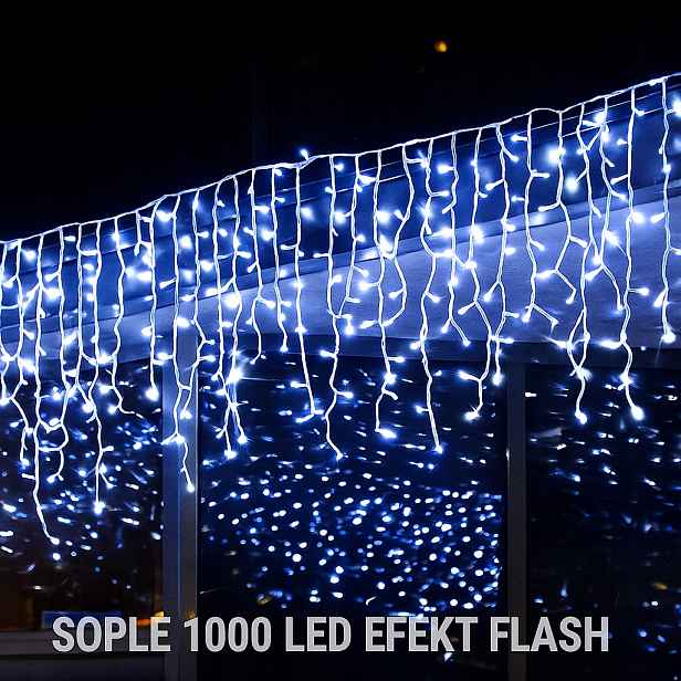 Rampouchy Led 50 m 1000 Led Studená bílá Flash Světelný Závěs Venkovní IP44