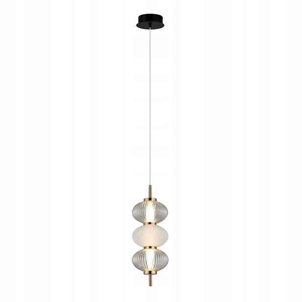 Testa, Moderní černo-zlatá závěsná lampa s dekorativními stínítky, Led